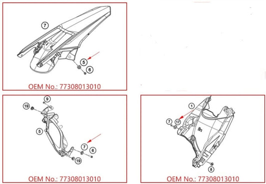 2Pcs KTM COLLAR BUSH REAR FENDER MUD FLAP MOUNTING 77308013010