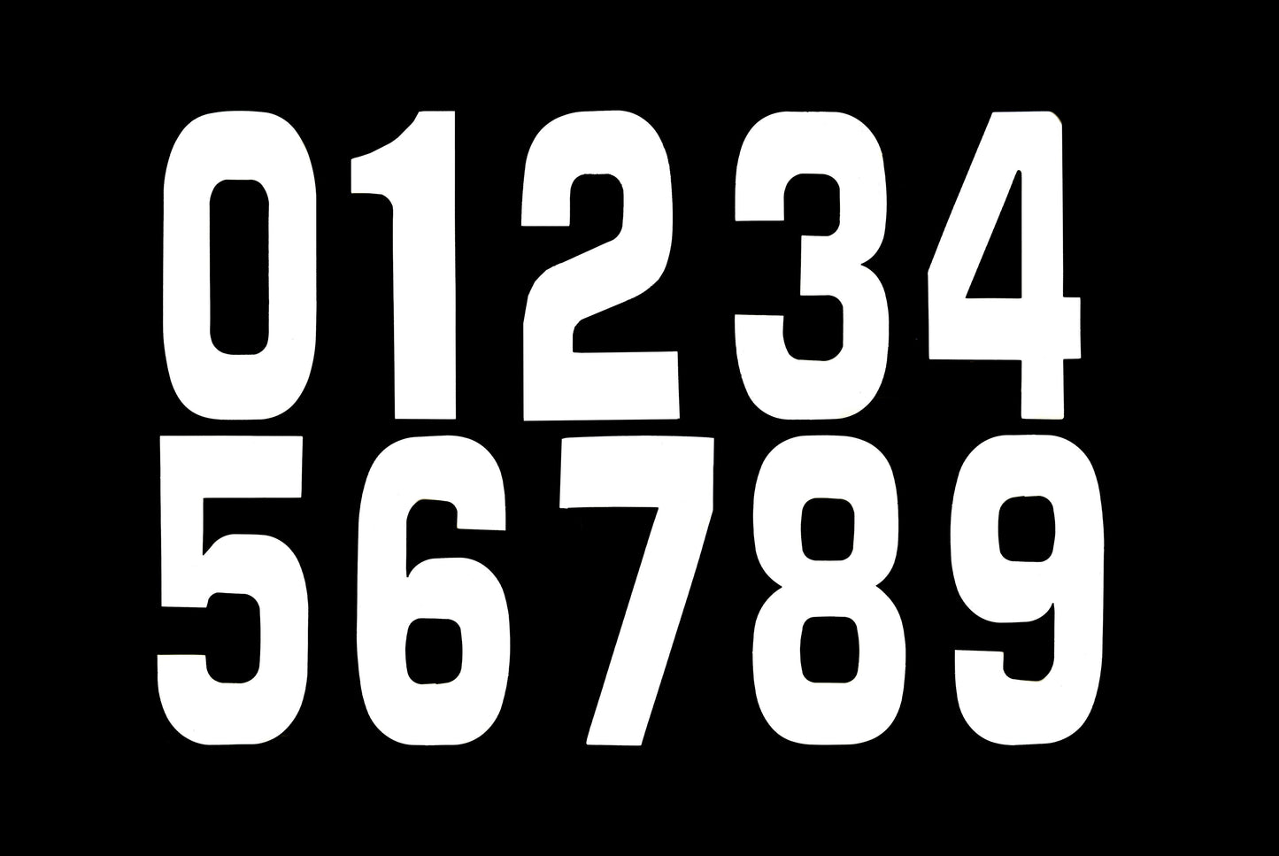RACE NUMBERS - 0 1 2 3 4 5 6 7 8 9 - WHITE, 10 OF EACH NUMBER / 15cm 6 / PACK OF 100