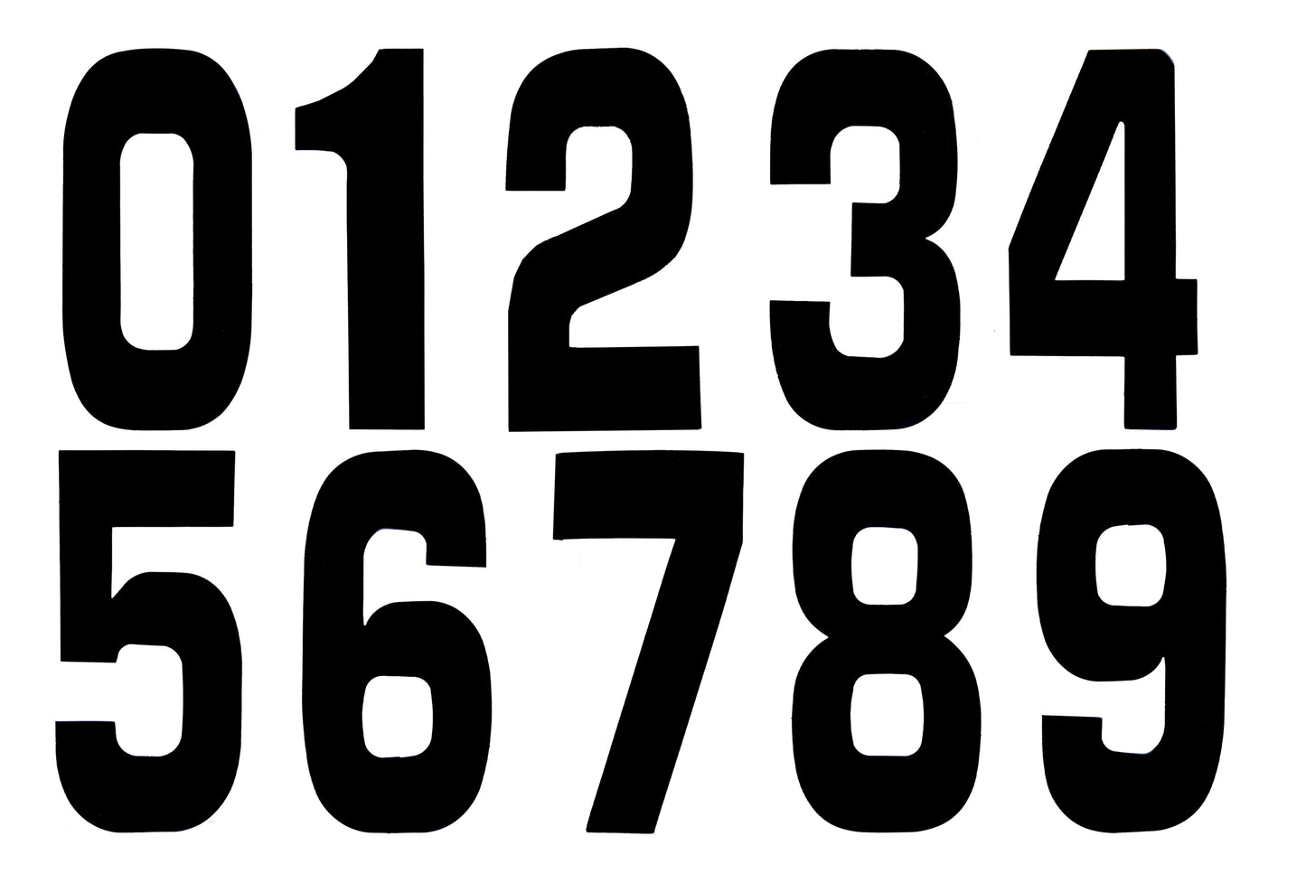8 BLACK RACE NUMBERS 0-9, 25 OF EACH - PACK OF 250