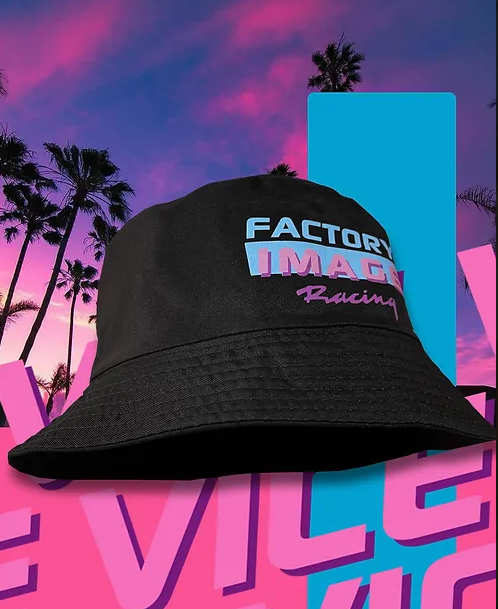 BLACK BUCKET HAT - RETRO VICE DESIGN - SMALL / MEDIUM