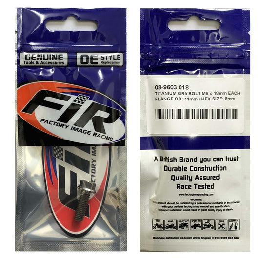 TITANIUM GR5 BOLT M6 x 18mm EACH, FLANGE OD: 11mm / HEX SIZE: 8mm, /