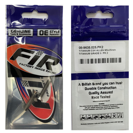 TITANIUM CSK ALLEN M5X25mm, TITANIUM GRADE 5 / PK 2