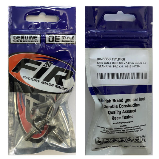 GR5 BOLT DISC M6 x 14mm BOSS 8.9, TITANIUM / PACK 6 / 92151-1799