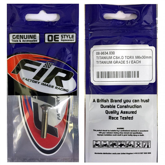 TITANIUM GR5 CSK.D TORX M6X30mm, EACH