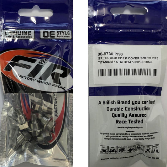 GR5 DUAL/D FORK COVER BOLTS PK6, TITANIUM / KTM OEM 59001092050