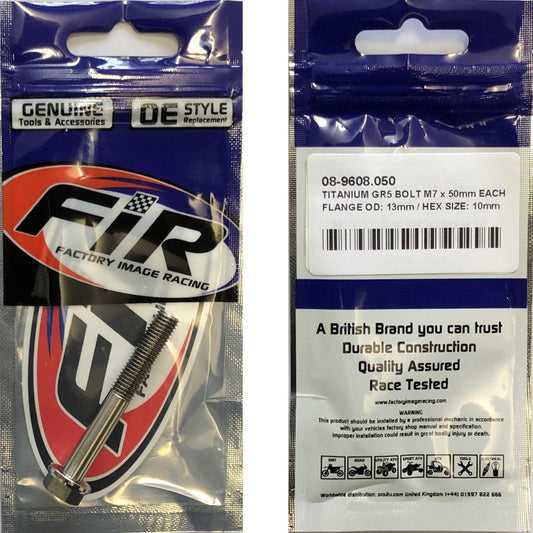TITANIUM GR5 BOLT M7 x 50mm EACH, FLANGE OD: 13mm / HEX SIZE: 10mm, / 90002-KSK-730 92154-0372