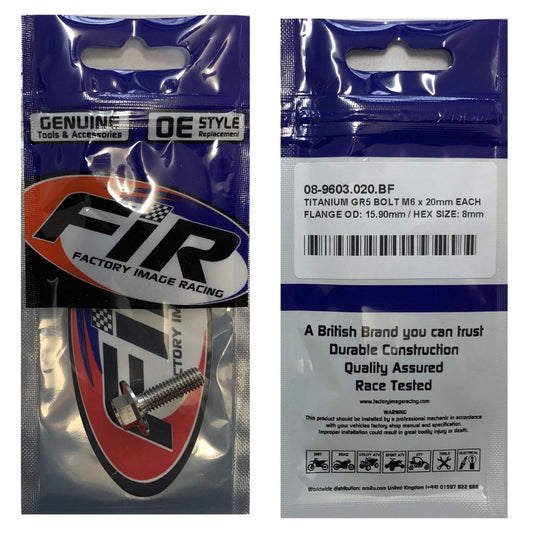 TITANIUM GR5 BOLT M6 x 20mm EACH, FLANGE OD: 15.90mm / HEX SIZE: 8mm, / PANEL BOLT FIXING PLASTIC