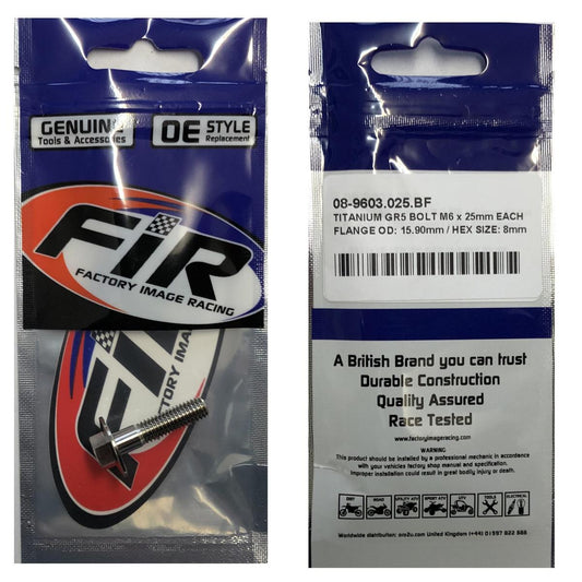 TITANIUM GR5 BOLT M6 x 25mm EACH, FLANGE OD: 15.90mm / HEX SIZE: 8mm, / PANEL BOLT FIXING PLASTIC