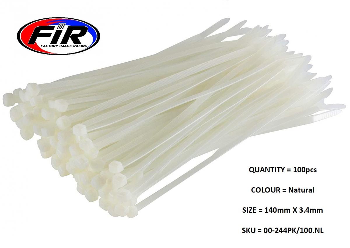 NYLON CABLE ZIP TIES - NATURAL, 140mm x 3.4mm - PACK OF 100