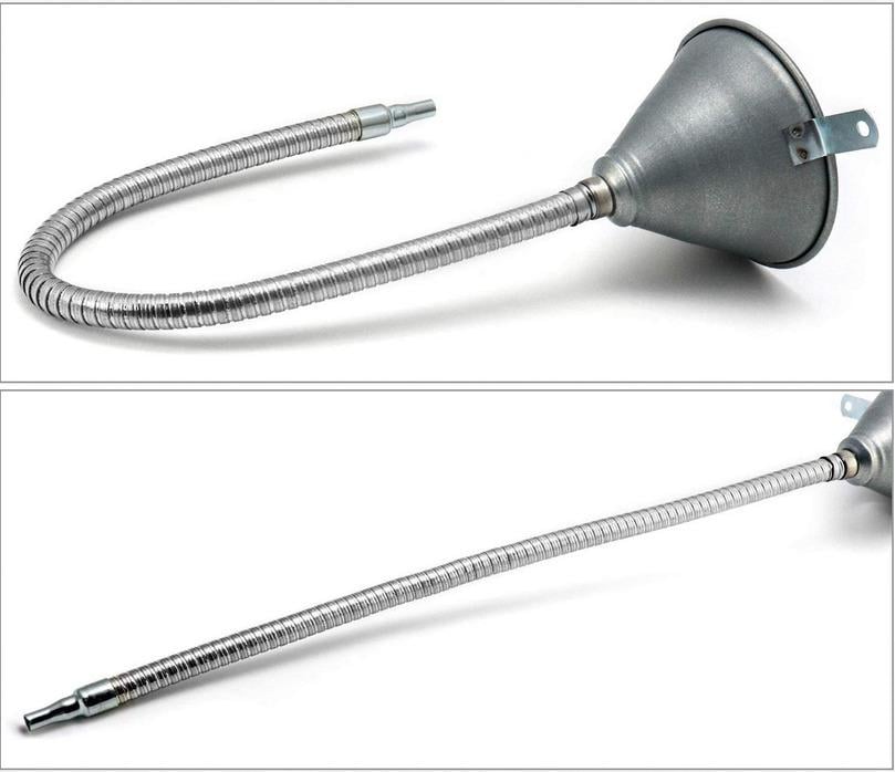 METAL FLEXIBLE SHAFT FUNNEL, MESH FILTER / 370MM LONG / BENDABLE