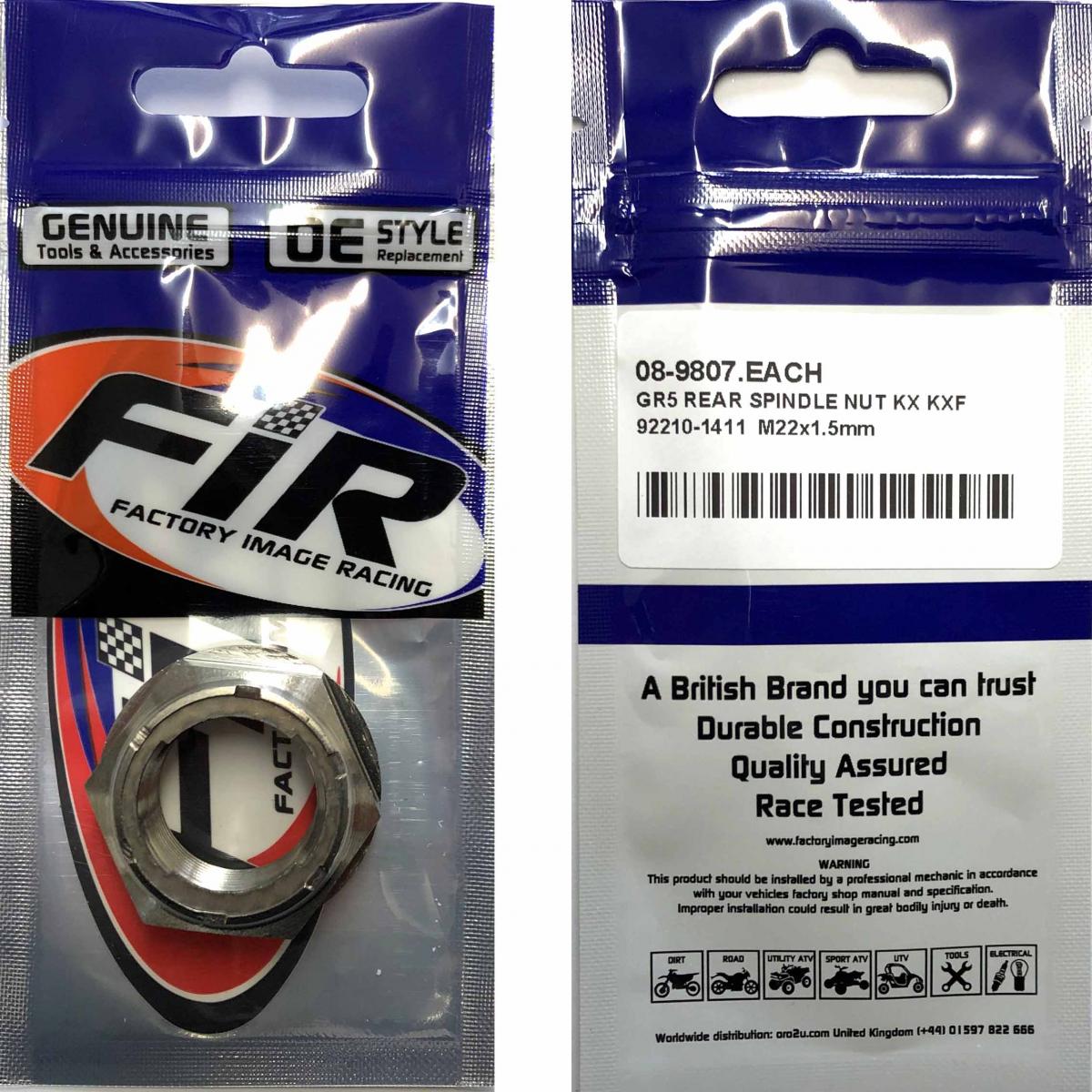 GR5 REAR SPINDLE NUT KX KXF, 92210-1411 M22x1.5mm, TITANIUM