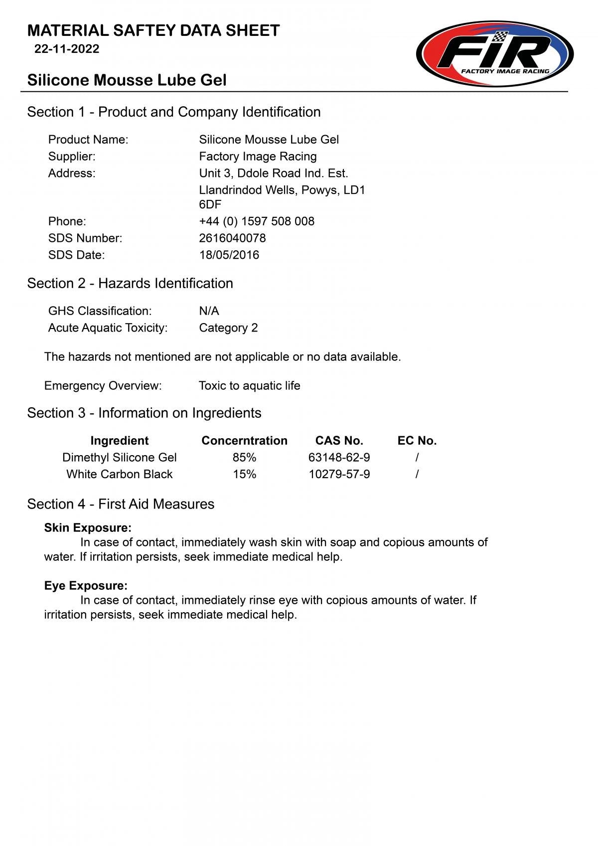 FIR DURA MOUSSE GEL LUBE 900G