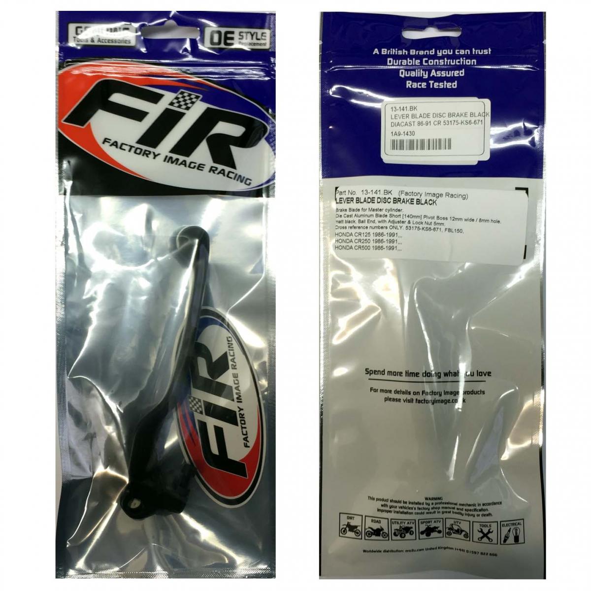 LEVER BLADE DISC BRAKE BLACK, DIACAST 86-91 CR 53175-KS6-671 53175-KS6-670