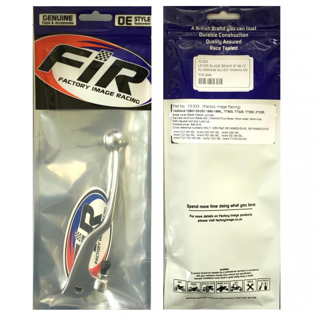 LEVER BLADE BRAKE 87-88 YZ, ALUMINIUM SILVER YAMAHA MX, Factroy Image Racing