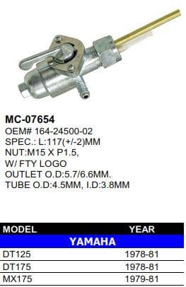 FUEL PETCOCK TAP YAMAHA 1967 - 1981 DT125 175MX 164-24500-02 304-24500-00 164-24500-02-00