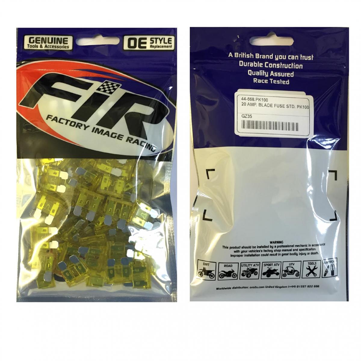 20 AMP. BLADE FUSE STD. PK100