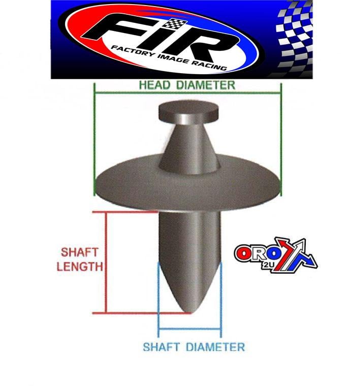 PACK-10 PLASTIC CENTER PUSH FENDER CLIPS RIVETS, 8mm x 23mm x 15mm
