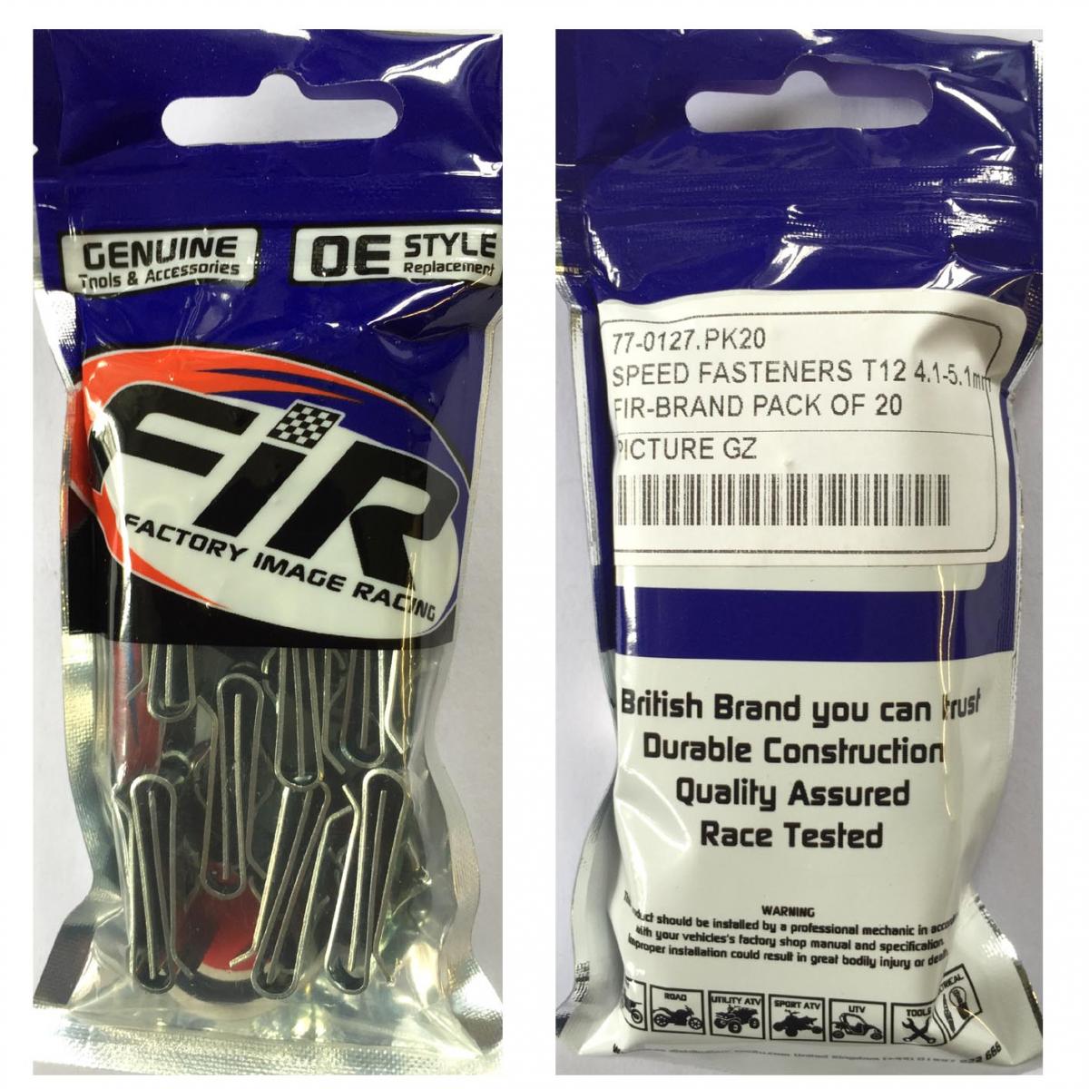 SPEED FASTENERS T12 4.1-5.1mm, PACK OF 20