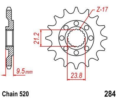 FRONT SPROCKET JTF284 (520), TRX450, CRF250/450, CR250/500