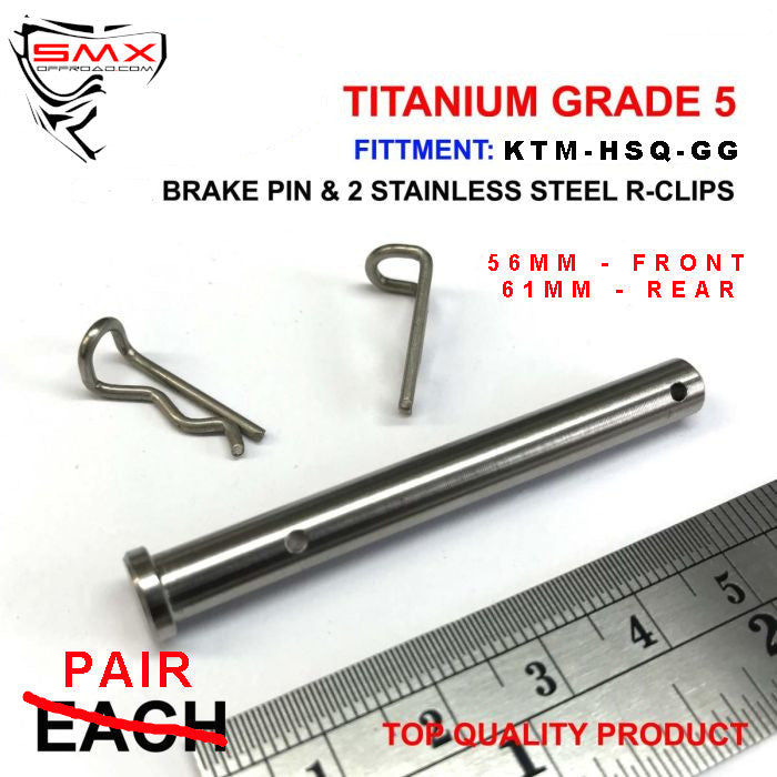 TITANIUM GR5 BRAKE PIN EACH, & STAINLESS STEEL BENT R-CLIPS