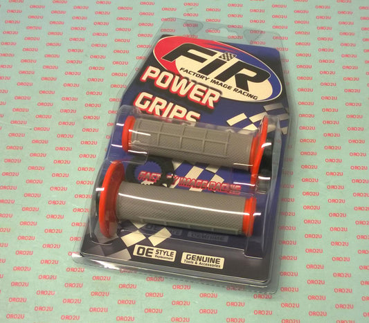 LOCK ON GRIP SET 03-15 KTM HUSQ, HALF WAFFLE SOFT GREY/ORANGE, ODI STYLE, FIR -