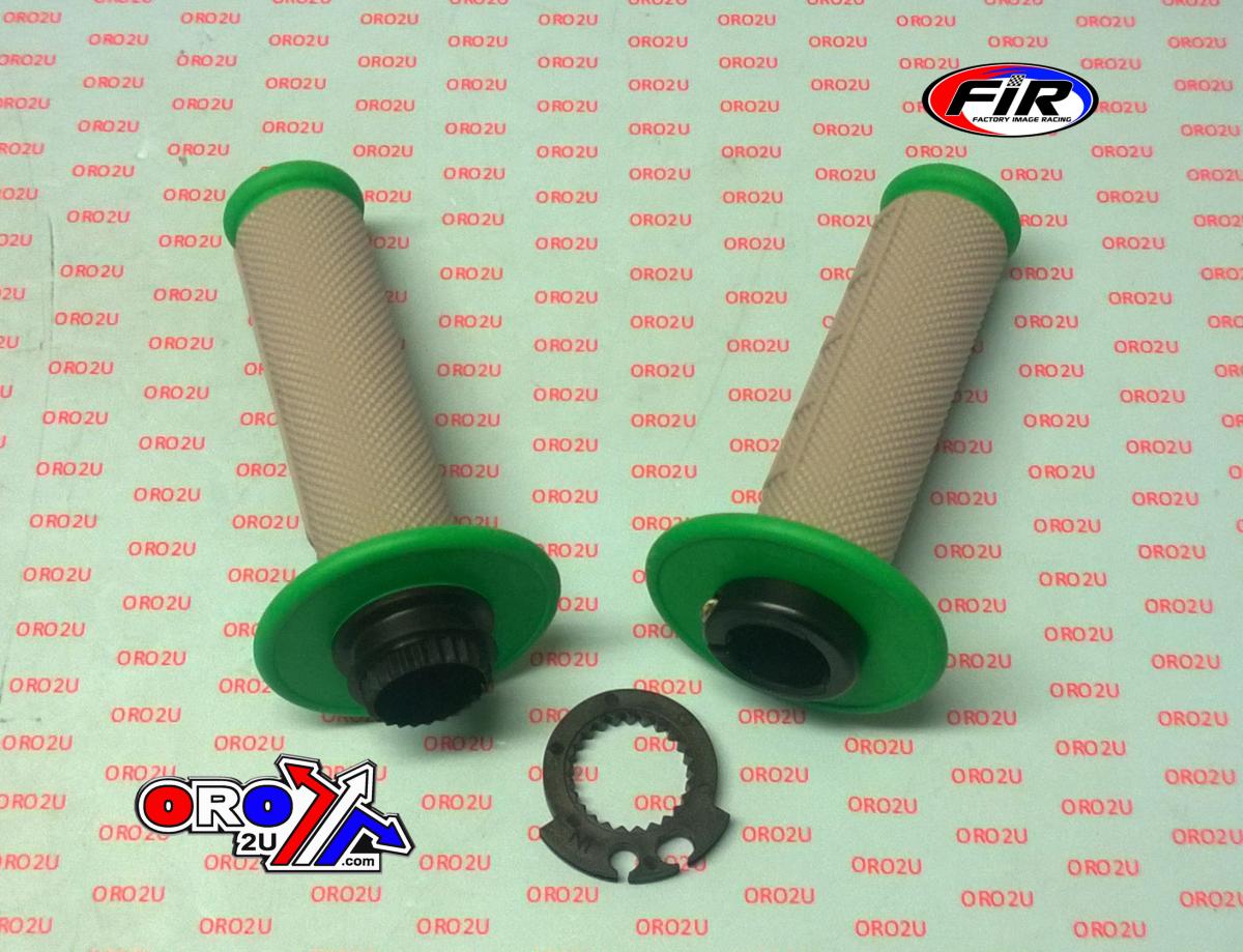 LOCK ON GRIP SET 03-15 KTM HUSQ, HALF WAFFLE SOFT GREY/GREEN, ODI STYLE, FIR -