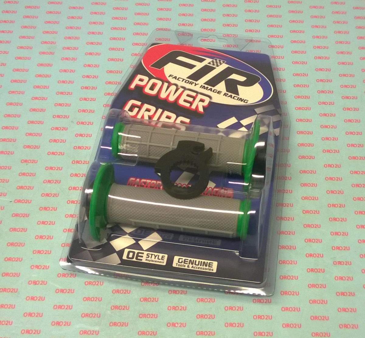 LOCK ON GRIP SET 98-19 KAWASAKI, HALF WAFFLE SOFT GREY/GREEN, ODI STYLE, FIR -