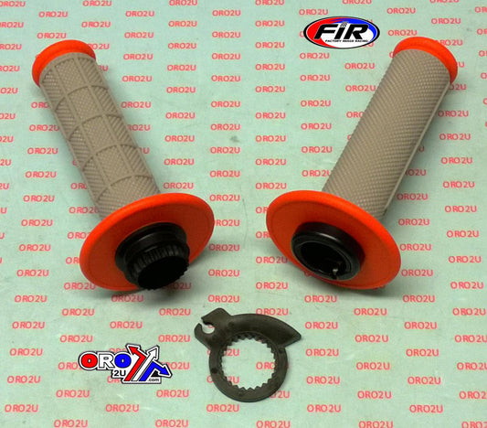 LOCK ON GRIP SET 50 65 KTM HUSQ, HALF WAFFLE SOFT GREY/ORANGE, ODI STYLE, FIR -