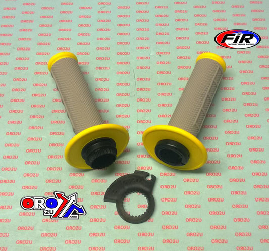 LOCK ON GRIP SET KX RM YZ, HALF WAFFLE SOFT GREY/YELLOW, ODI STYLE, FIR -