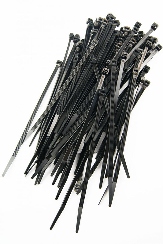 NYLON CABLE ZIP TIES - BLACK, 160mm x 4.8mm - PACK OF 100