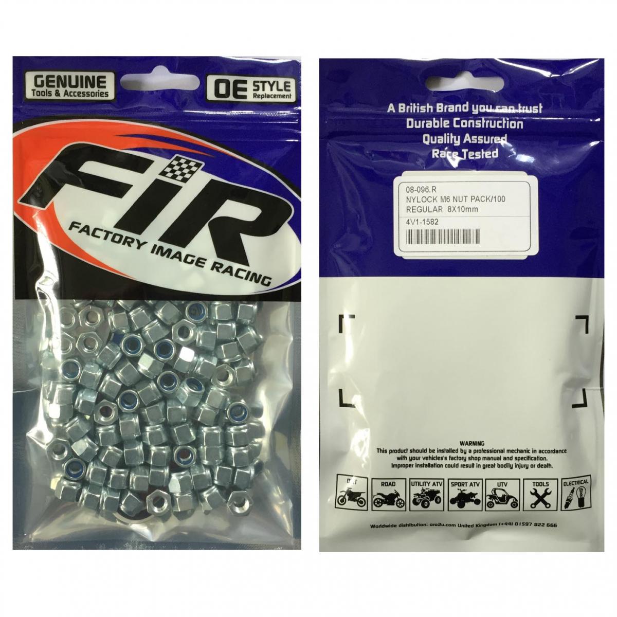 NYLOCK M6 NUT PACK OF 100, REGULAR 8X10mm