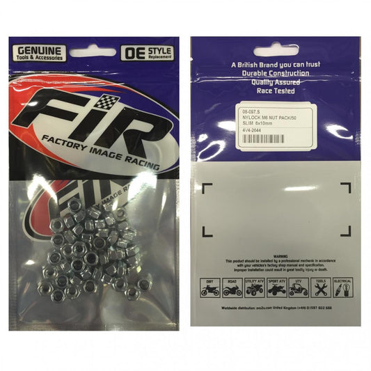 NYLOCK M6 NUT PACK OF 50, SLIM6x10mm