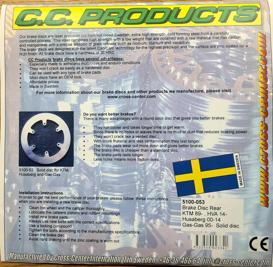 CC Products Disque de frein arrière solide