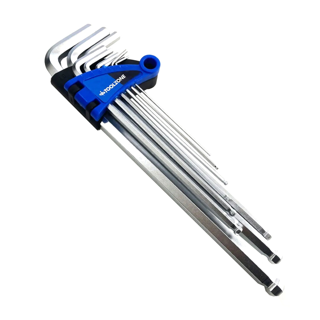 EXTRA-LONG BALL HEX KEY SET 9PC 1.5-10mm - TOOLZONE KDPSD075