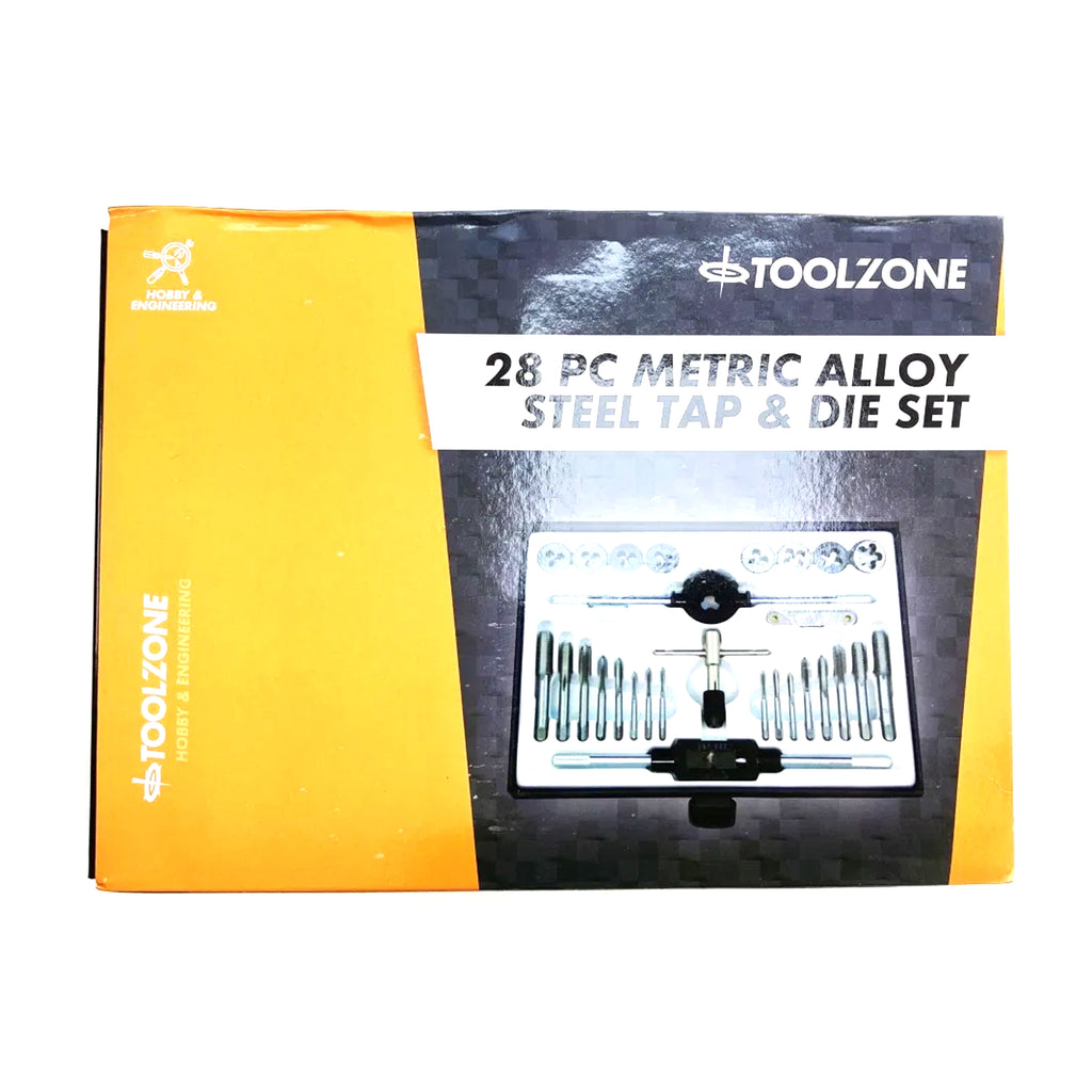 TAP AND DIE SET METRIC 28 PIECE ALLOY STEEL WITH WRENCHES - TOOLZONE KDPTP099