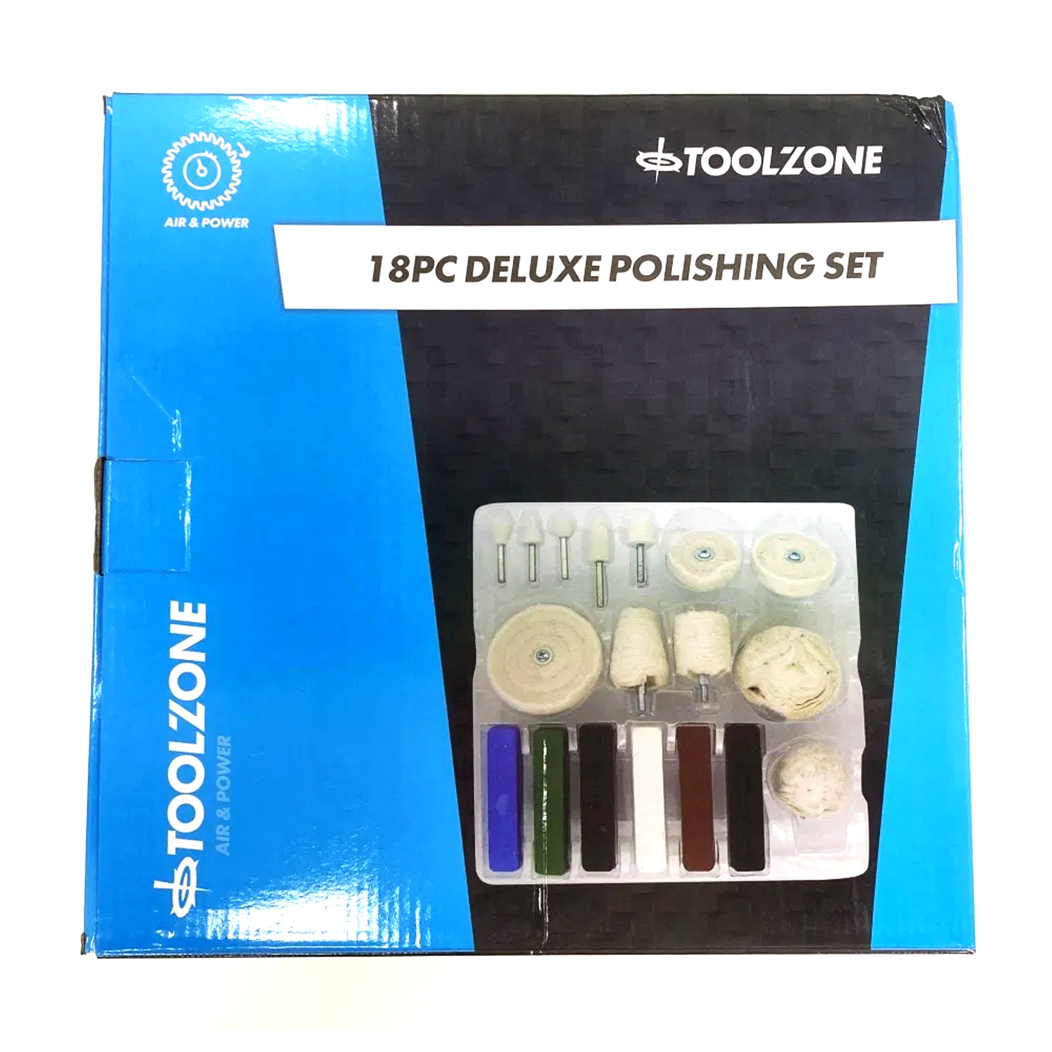 POLISHING KIT 18PC WITH 6 COMPOUNDS FELT BOBS BUFFS AND WHEELS - TOOLZONE KDPPW163