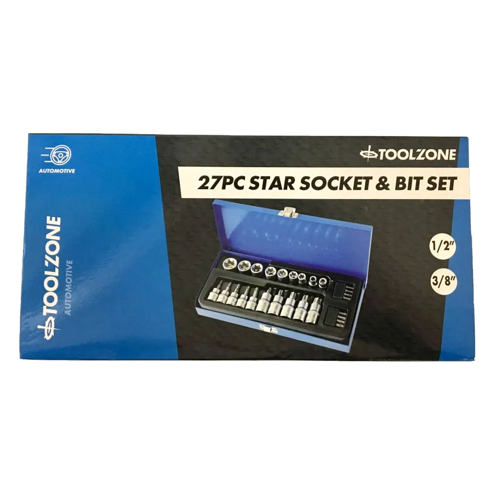 STAR BITS AND E SOCKET SET 27PC 3/8 1/2 - TOOLZONE KDPSD128