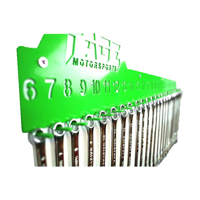 TAGZ SPANNER RACK GREEN, SUIT 25 SPANNERS 6mm-32mm, SPANNER ORGANISER
