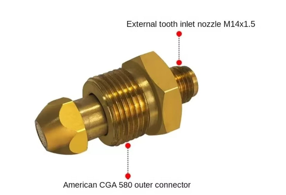 CYLINDER ADAPTER CGA580 G5-8 NITROGEN BRASS GAS REGULATOR CONNECTOR
