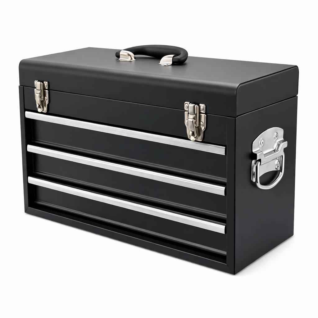 MOTO REPAIR TOOL BOX CHEST 3 DRAWERS WITH 129 TOOLS IN FOAM CUT OUTS