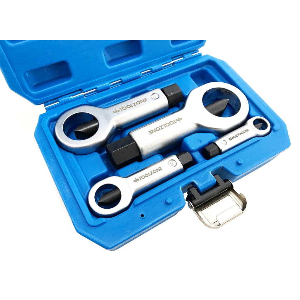NUT SPLITTER SET 4pc 9-36mm CHROME STEEL WITH CASE - TOOLZONE KDPAU062
