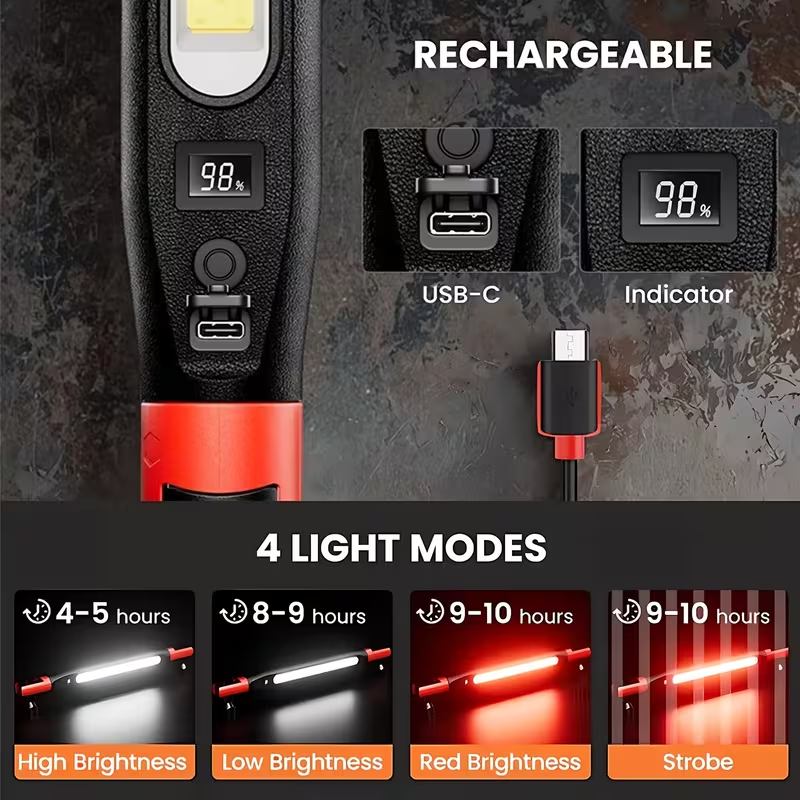 INSPECTION LAMP / TORCH RECHARGEABLE MAGNETIC HOOK 2000MAH