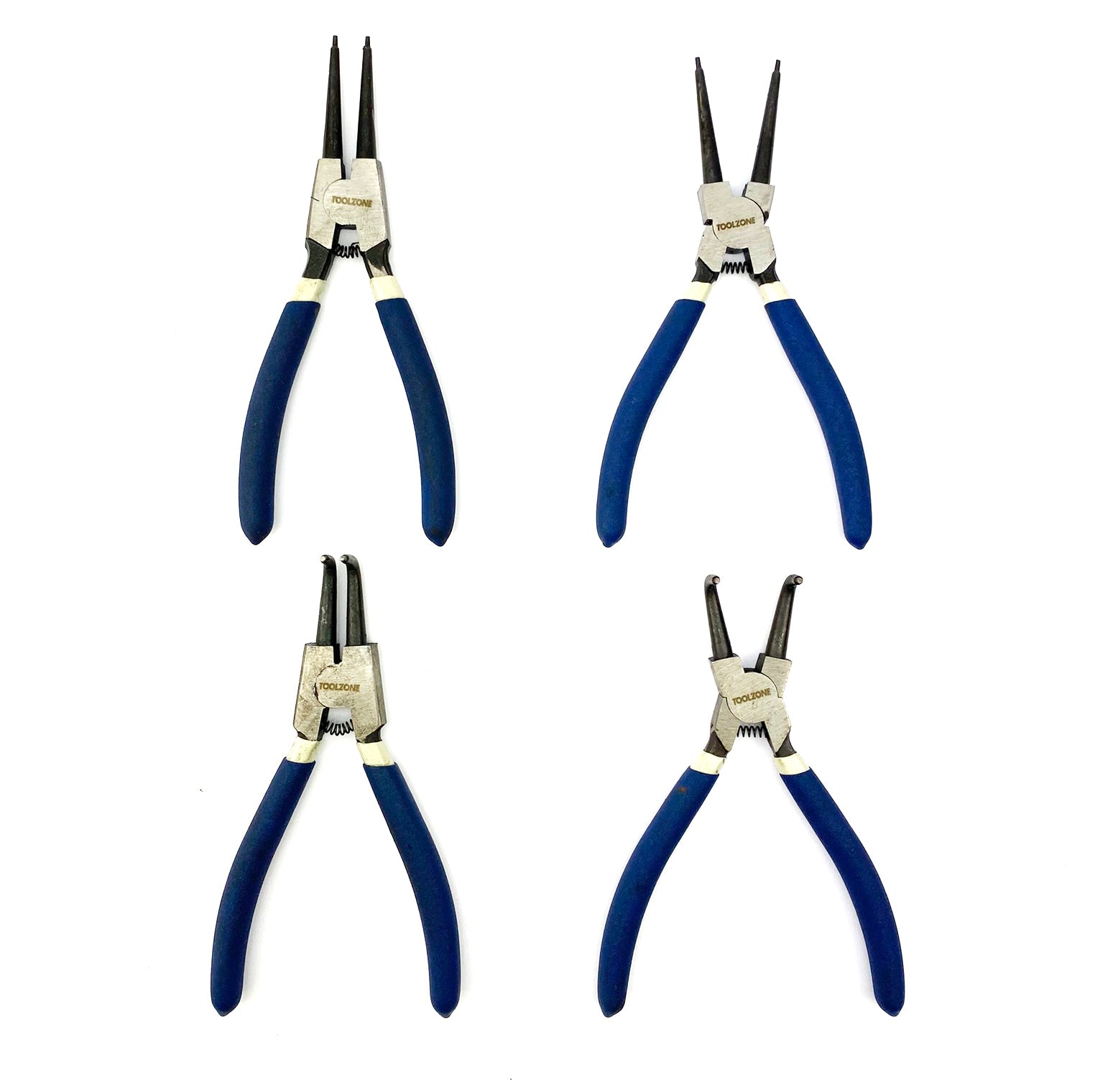 CIRCLIP PLIERS SET 4PC 7 INTERNAL AND EXTERNAL STRAIGHT AND BENT - TOOLZONE KDPPL241