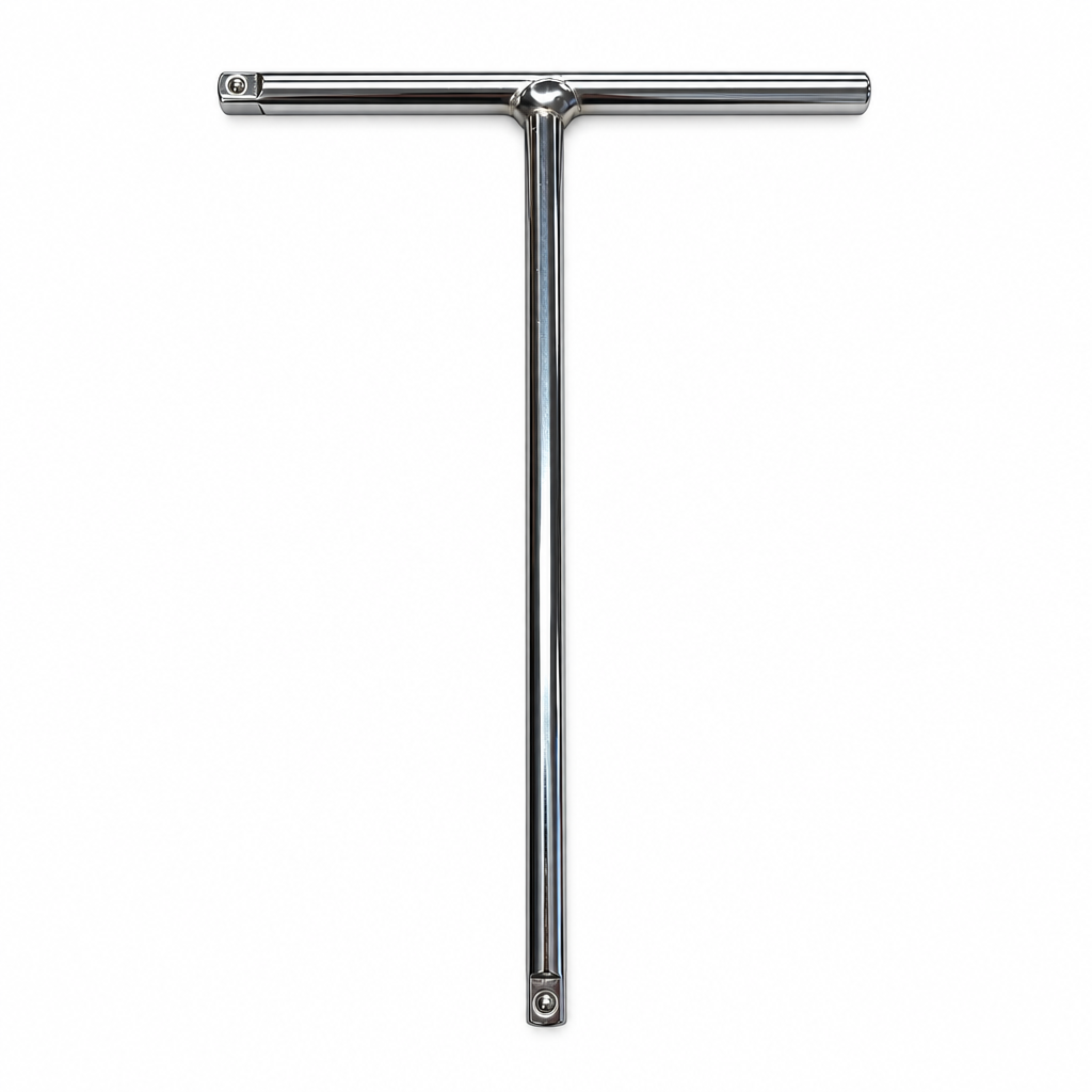 T-HANDLE TOOL WITH DUAL 3/8 DRIVE ADAPTERS 260 X 180 mm UNIVERSAL STEEL SILVER