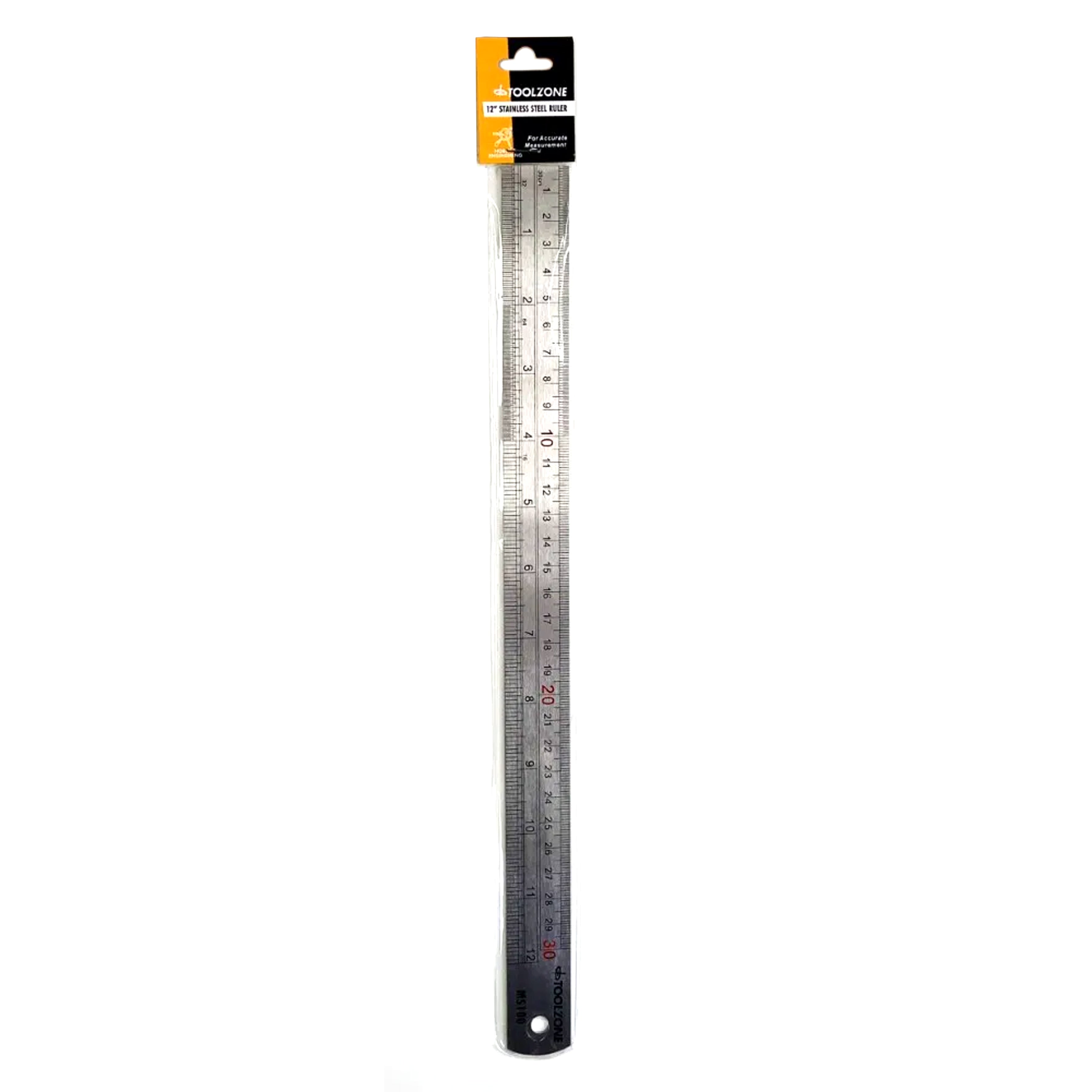 STAINLESS STEEL RULER 12 1mm THICKNESS METRIC AND IMPERIAL - TOOLZONE KDPMS100