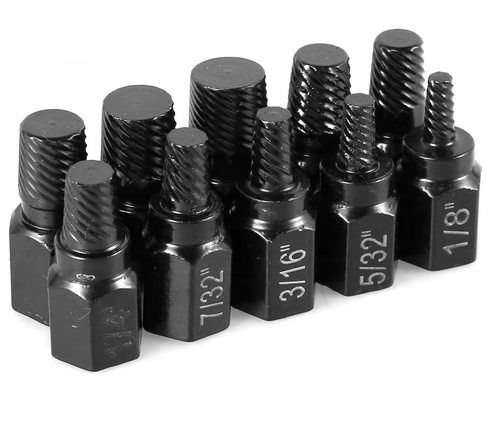 10Pcs SCREW EXTRACTOR KIT ALLOY STEEL METAL EASY OUT DRILL BITS BOLT STUD MULTI-SPLINE