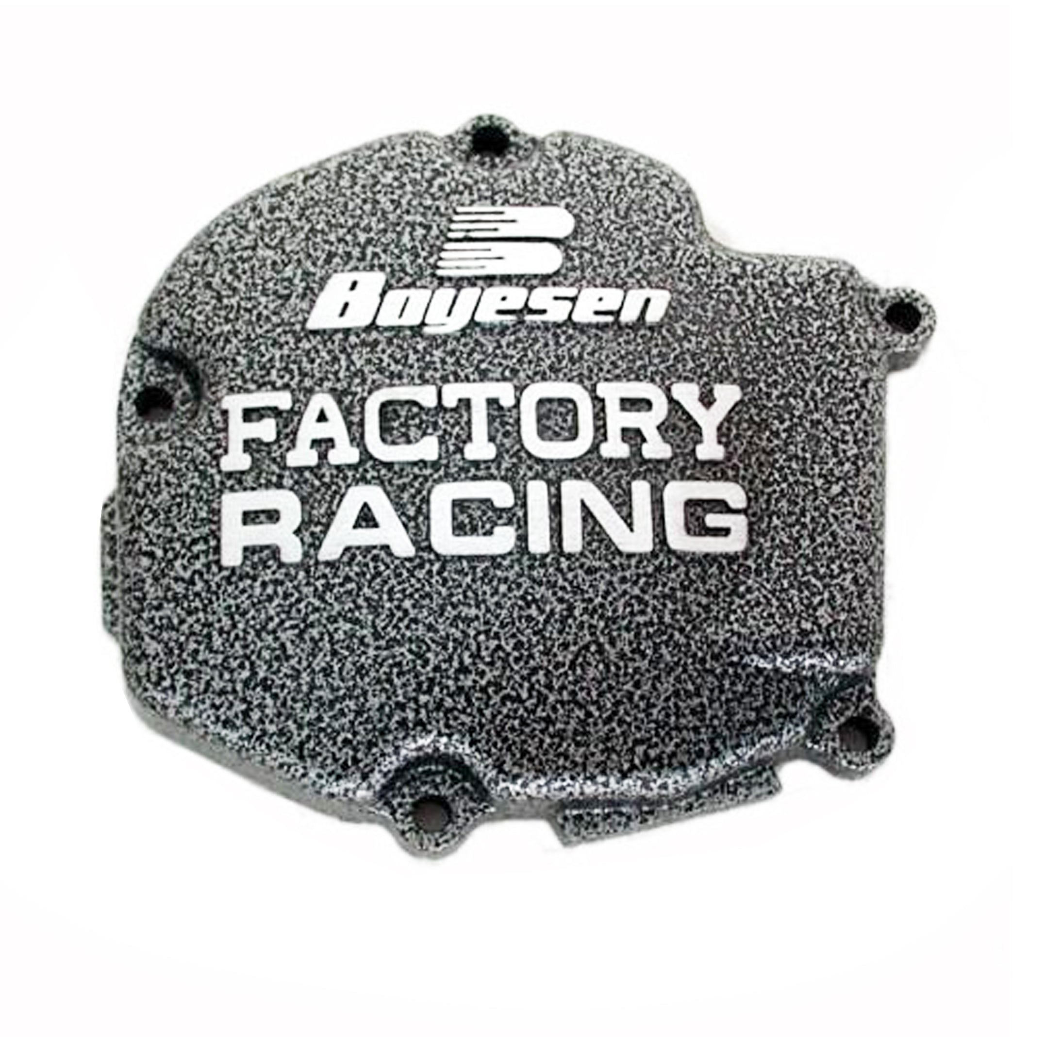 IGNITION COVER 03-07 KX125, BOYESEN SC-11AL BLACK/SILVER, VEIN