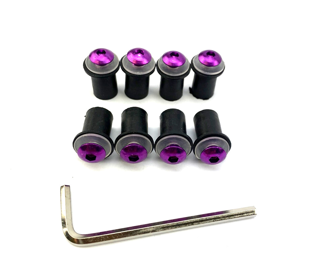 WINDSHIELD BOLT KIT PURPLE M5 X 16mm (PACK OF 10) INCLUDES WASHERS AND WELL NUTS PAR3004