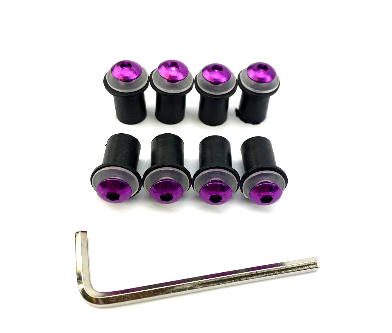 WINDSHIELD BOLT KIT PURPLE M5 X 16mm (PACK OF 10) INCLUDES WASHERS AND WELL NUTS PAR3004