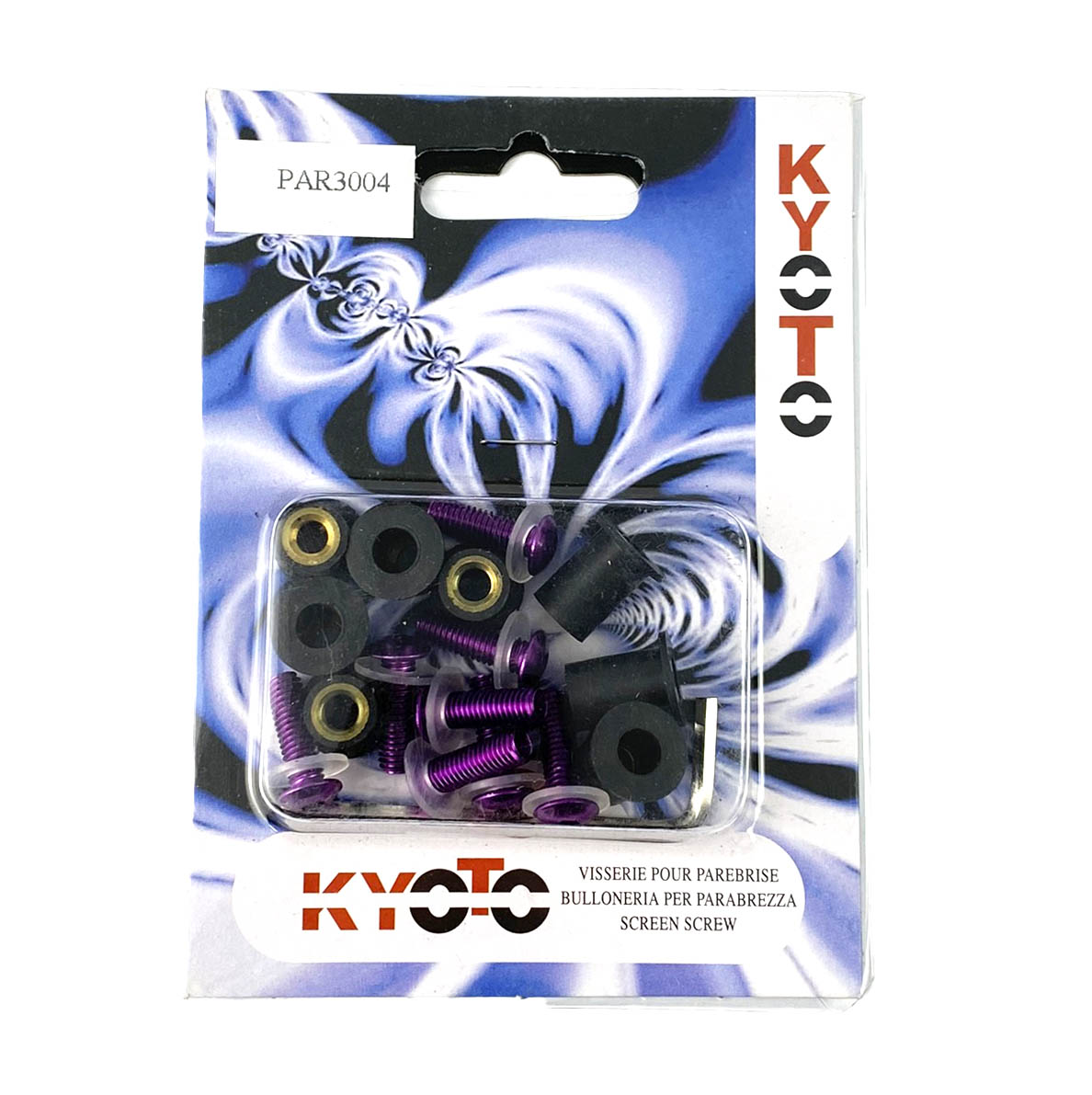 WINDSHIELD BOLT KIT PURPLE M5 X 16mm (PACK OF 10) INCLUDES WASHERS AND WELL NUTS PAR3004